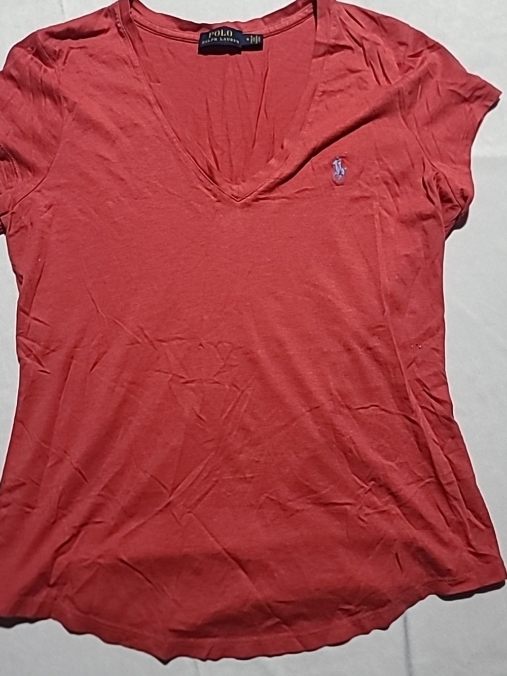 Polo Ralph Lauren Women's V Neck TShirt Red Size Medium